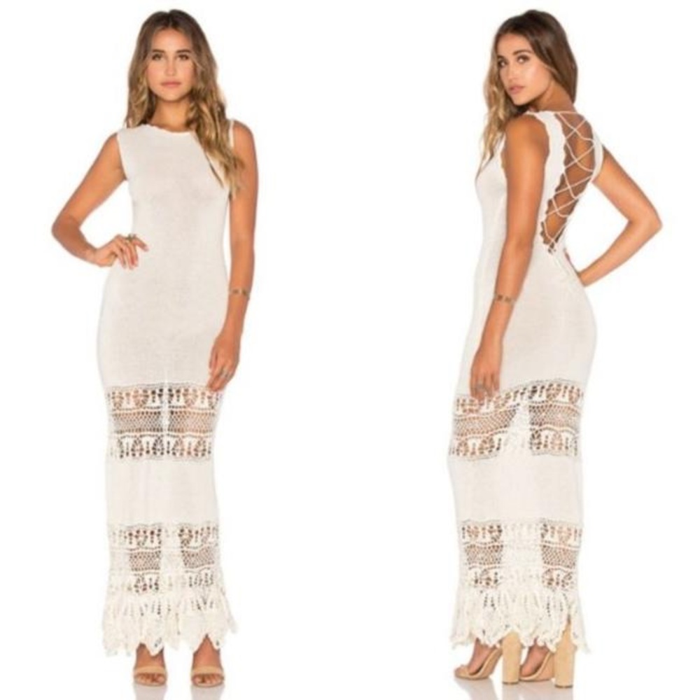 Jen's Pirate Booty Cream/White True Love Crochet Maxi Dress